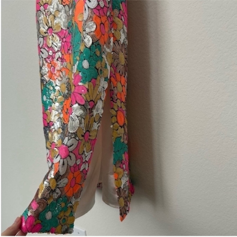 NWT Milly Annie Floral Sequin Midi Dress - Picture 4 of 10